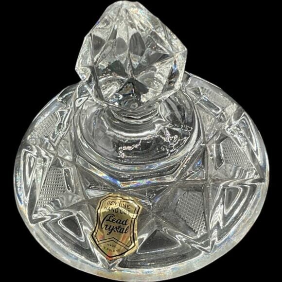 Vintage Lead Crystal Sugar & Creamer Set With Tray & Lid Hand Cut - Picture 2 of 14